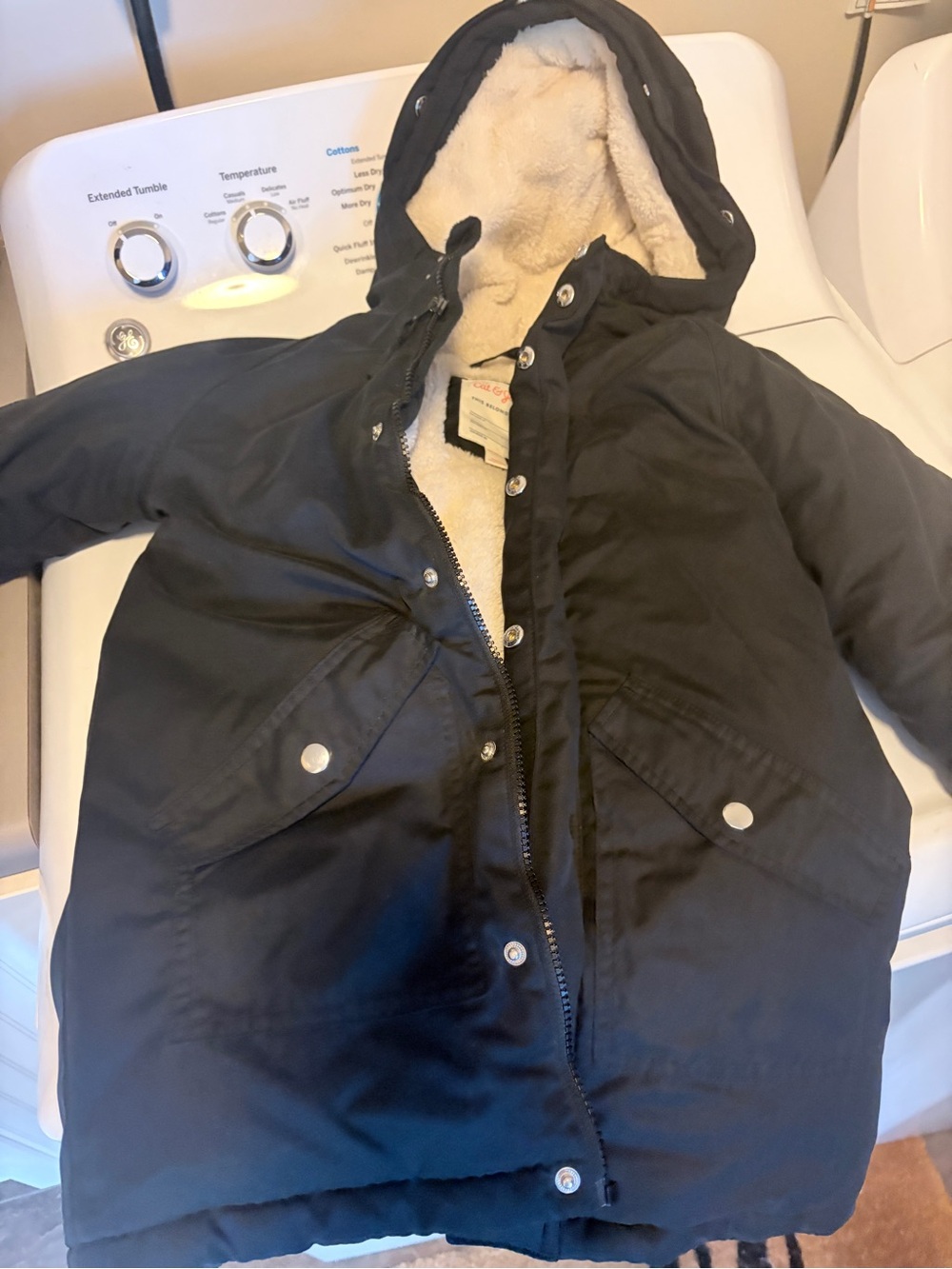 Cat & Jack Cream Sherpa-Lined Jacket with Black Trim